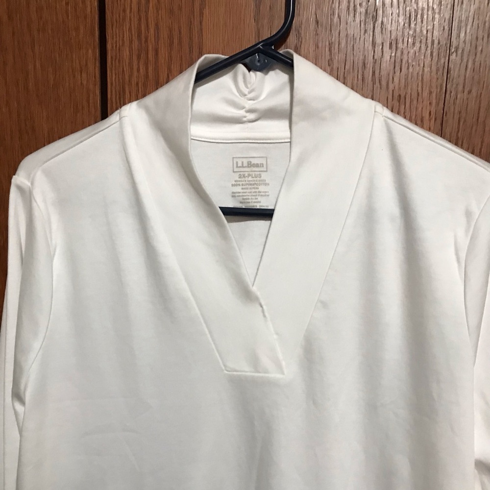 L.L. Bean Size 2X 22/24 Top Shirt Blouse White Tunic - Picture 3 of 5